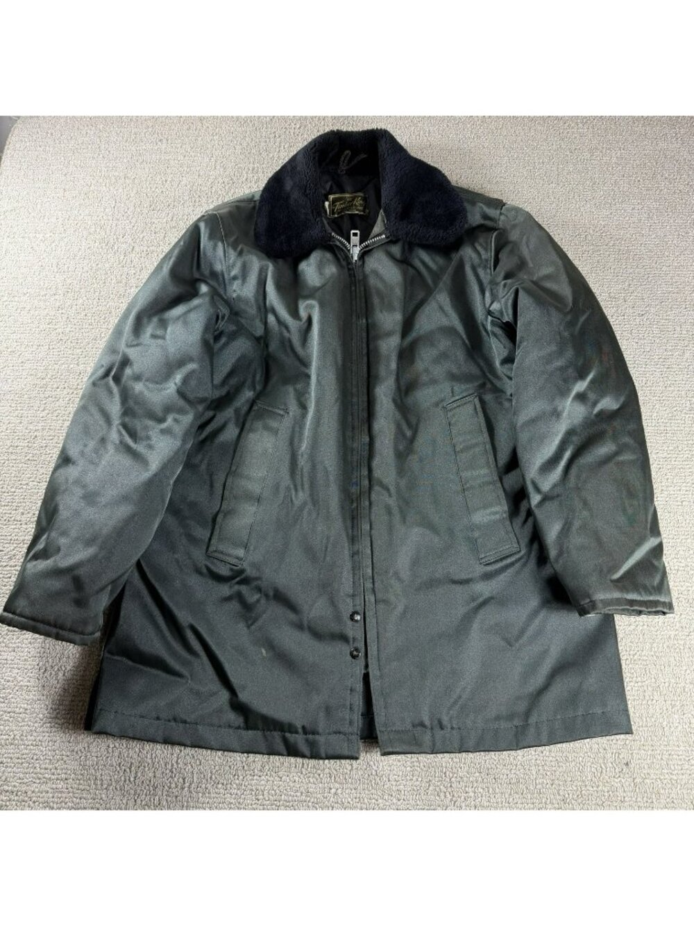 Vintage Timber King Faux Fur Collar Coat Green Men’s Size Medium